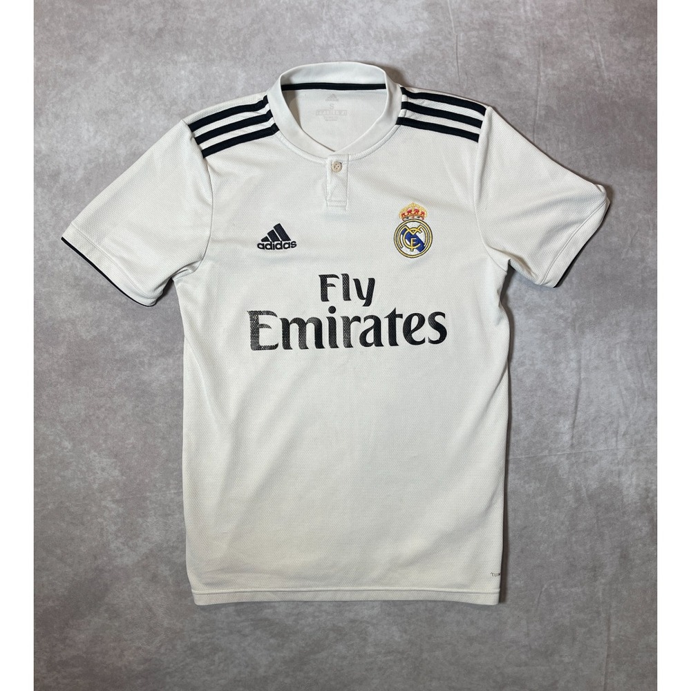Real Madrid Jersey 2018/2019 Mens Small Adidas White Soccer Futbol Home